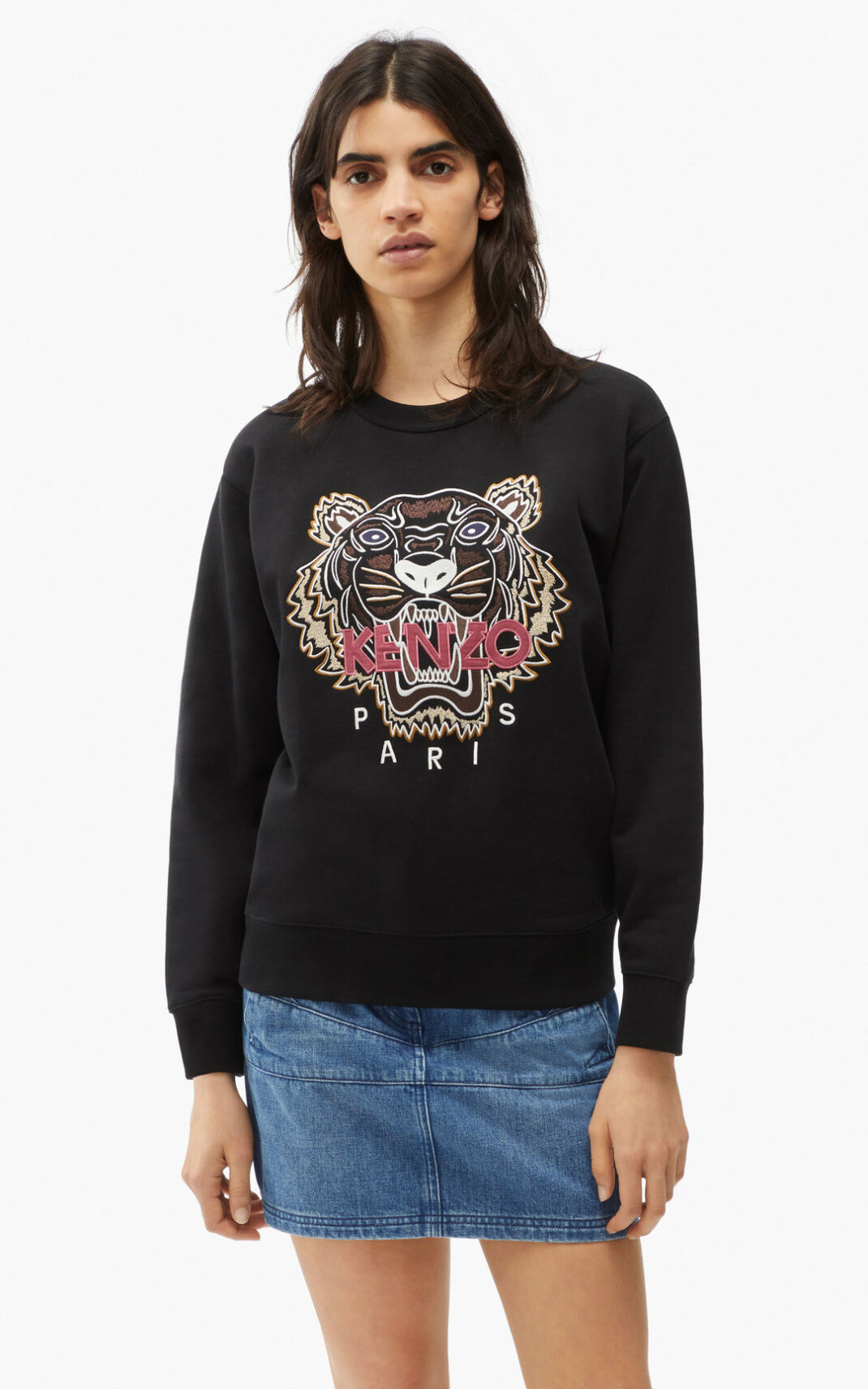 Kenzo Tiger Sweatshirt Black For Womens 3680YALHU